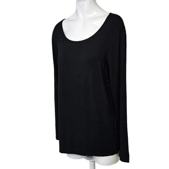 Bryn Walker Modal Scoop  Neck Long Sleeve Top Black Size Medium - Picture 2 of 8